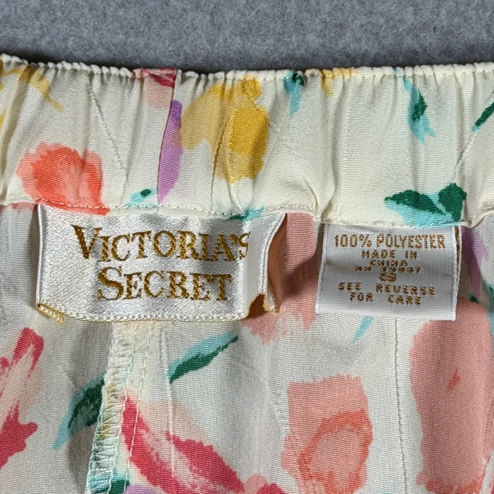 Vintage Victorias Secret Floral Pajama Set Small Sleeveless Top Short Gold Label